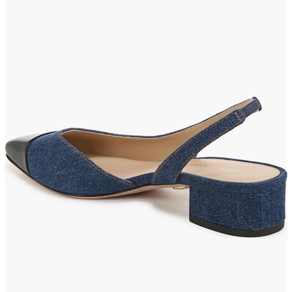 NEW VERONICA BEARD Cecile denim slingback pumps in Mountain Blue/ Black Size 8.5 - Picture 4 of 9